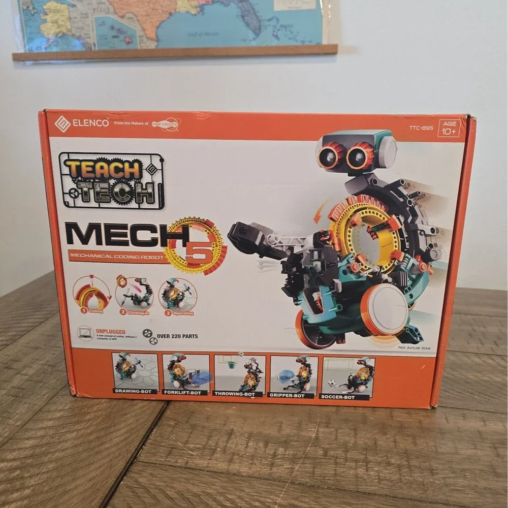 Teach Tech Mech 5 Mechanical Coding Robot - 220+ Building Pieces - NIB